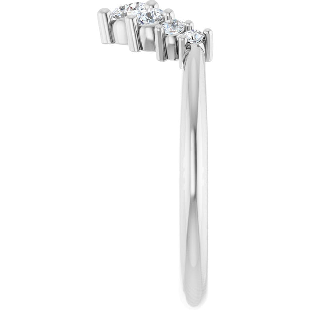 Platinum Round Lab-Grown Diamond Accented Contour Band – 2.25-3.5mm Stones - view 4