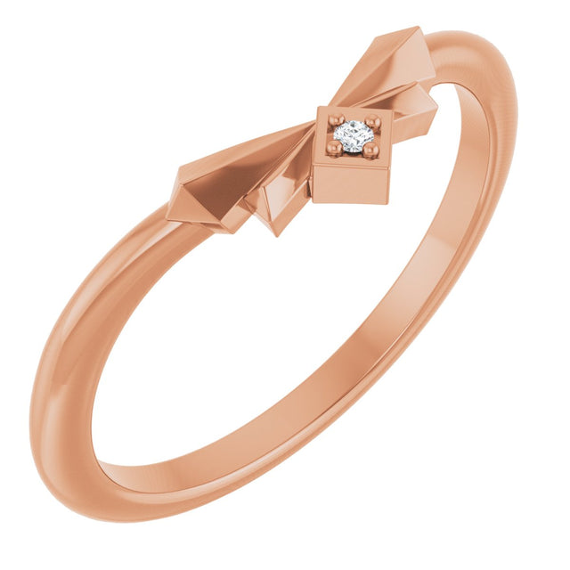14K Gold Round Natural Diamond Contour Band – 1.2mm Stones - Rose Gold