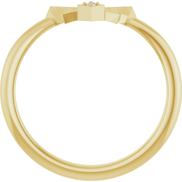 14K Gold Round Natural Diamond Contour Band – 1.2mm Stones - Yellow Gold - view 2