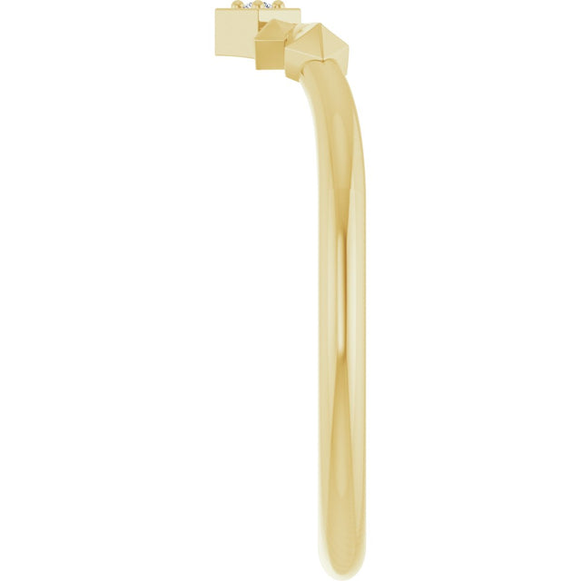 14K Gold Round Natural Diamond Contour Band – 1.2mm Stones - Yellow Gold - view 4