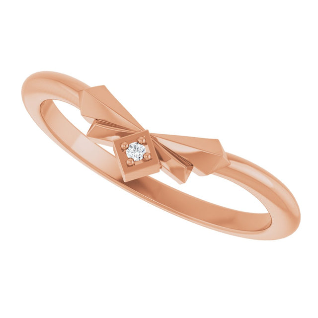 14K Gold Round Natural Diamond Contour Band – 1.2mm Stones - Rose Gold - view 5