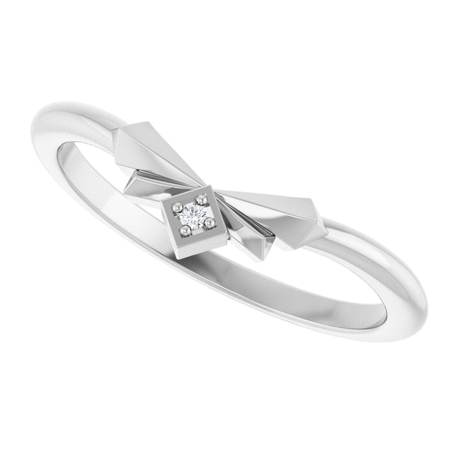 14K Gold Round Natural Diamond Contour Band – 1.2mm Stones - White Gold - view 5