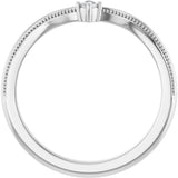 14K Gold Round Natural Diamond Milgrain Accented Contour Band - White Gold - view 2