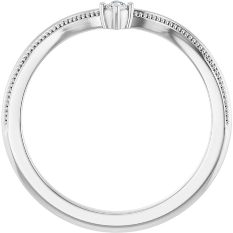 Platinum Round Natural Diamond Milgrain Accented Contour Band - view 2