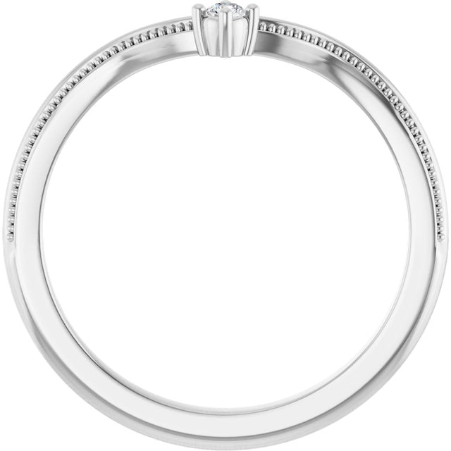 Platinum Round Natural Diamond Milgrain Accented Contour Band - view 2