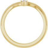 14K Gold Round Natural Diamond Milgrain Accented Contour Band - Yellow Gold - view 2