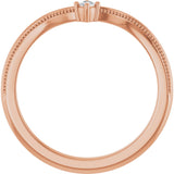 14K Gold Round Natural Diamond Milgrain Accented Contour Band - Rose Gold - view 2