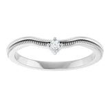 Platinum Round Natural Diamond Milgrain Accented Contour Band - view 3