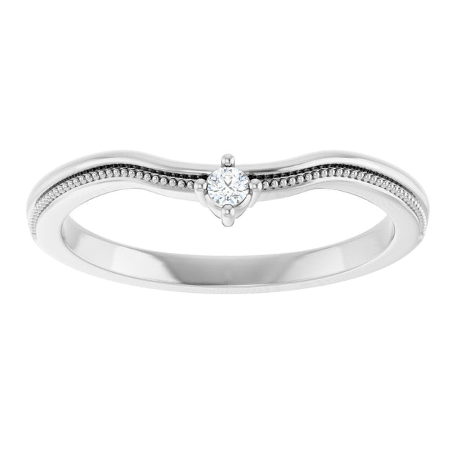 Platinum Round Natural Diamond Milgrain Accented Contour Band - view 3
