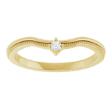 14K Gold Round Natural Diamond Milgrain Accented Contour Band - Yellow Gold - view 3