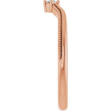 14K Gold Round Natural Diamond Milgrain Accented Contour Band - Rose Gold - view 4
