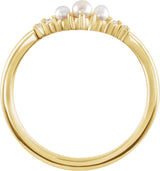 14K Gold Pearl Natural Diamond Contour Band – 2.5mm Stones - Yellow Gold - view 2