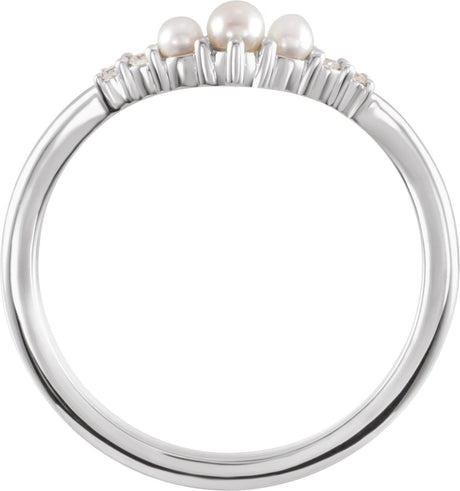Platinum Pearl Natural Diamond Contour Band – 2.5mm Stones - view 2