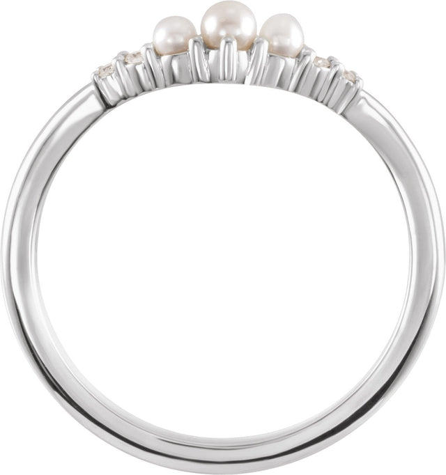 Platinum Pearl Natural Diamond Contour Band – 2.5mm Stones - view 2