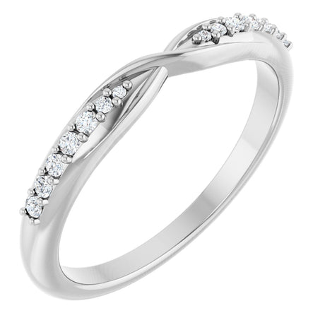 14K Gold Round Lab-Grown Diamond Accented Criss-Cross Contour Band - White Gold