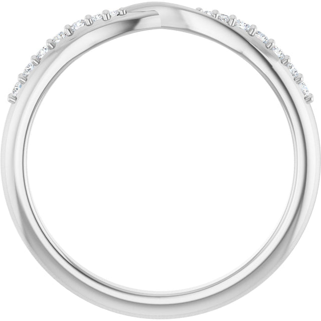 Platinum Round Natural Diamond Accented Criss-Cross Contour Band - view 2