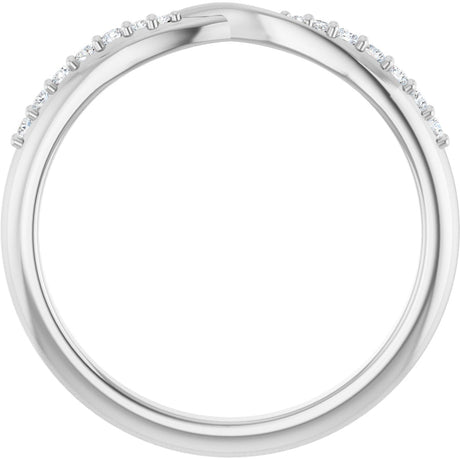 Platinum Round Lab-Grown Diamond Accented Criss-Cross Contour Band - view 2