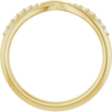 14K Gold Round Natural Diamond Accented Criss-Cross Contour Band - Yellow Gold - view 2