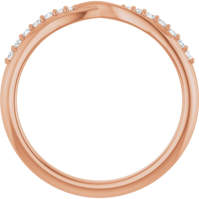 14K Gold Round Lab-Grown Diamond Accented Criss-Cross Contour Band - Rose Gold - view 2