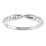 Platinum Round Lab-Grown Diamond Accented Criss-Cross Contour Band - view 3