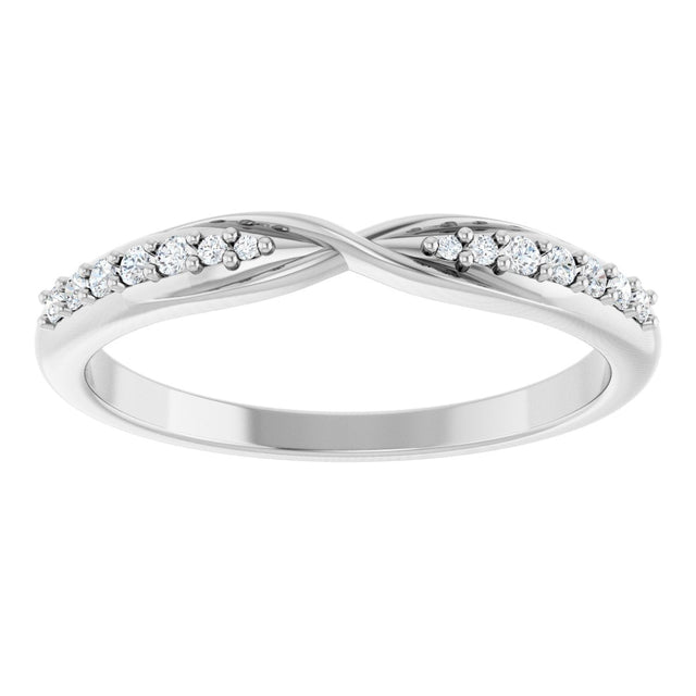 Platinum Round Natural Diamond Accented Criss-Cross Contour Band - view 3