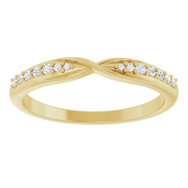 14K Gold Round Lab-Grown Diamond Accented Criss-Cross Contour Band - Yellow Gold - view 3
