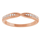 14K Gold Round Lab-Grown Diamond Accented Criss-Cross Contour Band - Rose Gold - view 3
