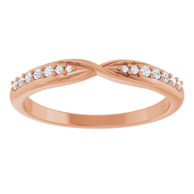 14K Gold Round Lab-Grown Diamond Accented Criss-Cross Contour Band - Rose Gold - view 3