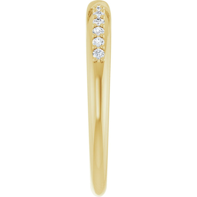14K Gold Round Natural Diamond Accented Criss-Cross Contour Band - Yellow Gold - view 4