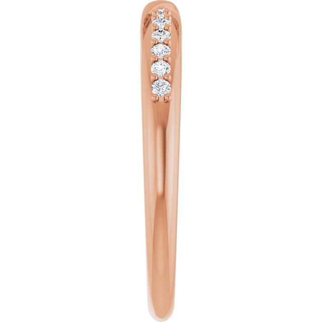 14K Gold Round Lab-Grown Diamond Accented Criss-Cross Contour Band - Rose Gold - view 4