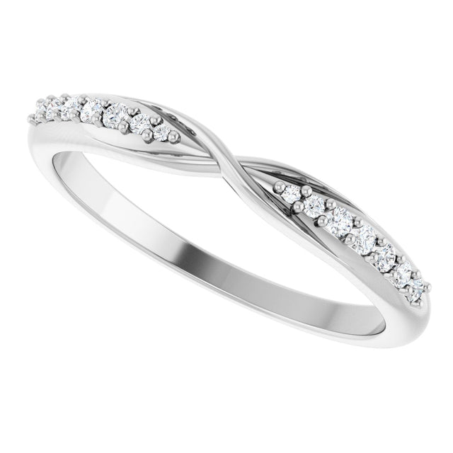 Platinum Round Natural Diamond Accented Criss-Cross Contour Band - view 5