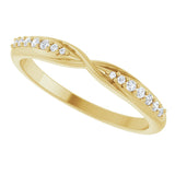 14K Gold Round Natural Diamond Accented Criss-Cross Contour Band - Yellow Gold - view 5