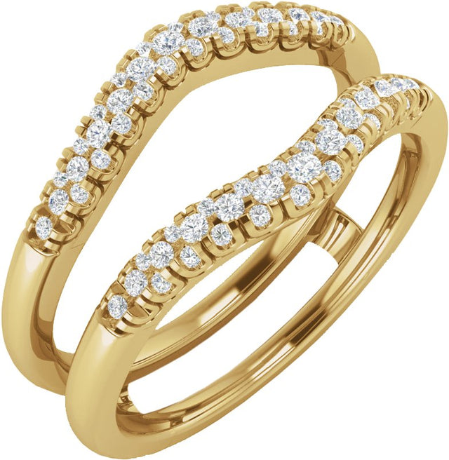 14K Gold Round Natural Diamond Ring Guard – 1.3mm Stones - Yellow Gold