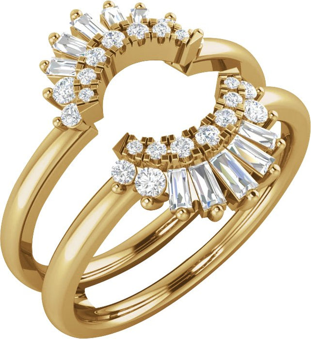 14K Gold Natural Diamond Ring Guard III - Yellow Gold
