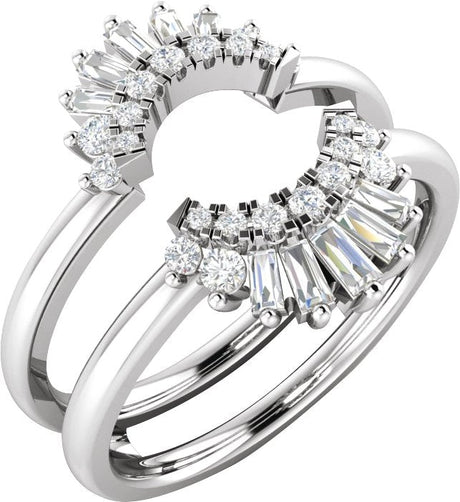 14K Gold Natural Diamond Ring Guard III - White Gold