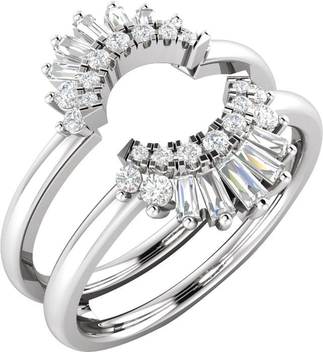 14K Gold Natural Diamond Ring Guard III - White Gold