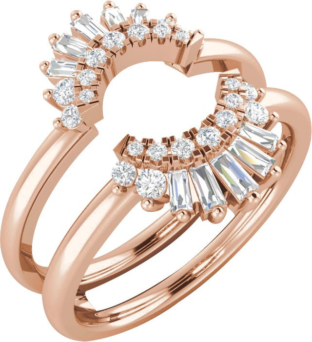 14K Gold Natural Diamond Ring Guard III - Rose Gold