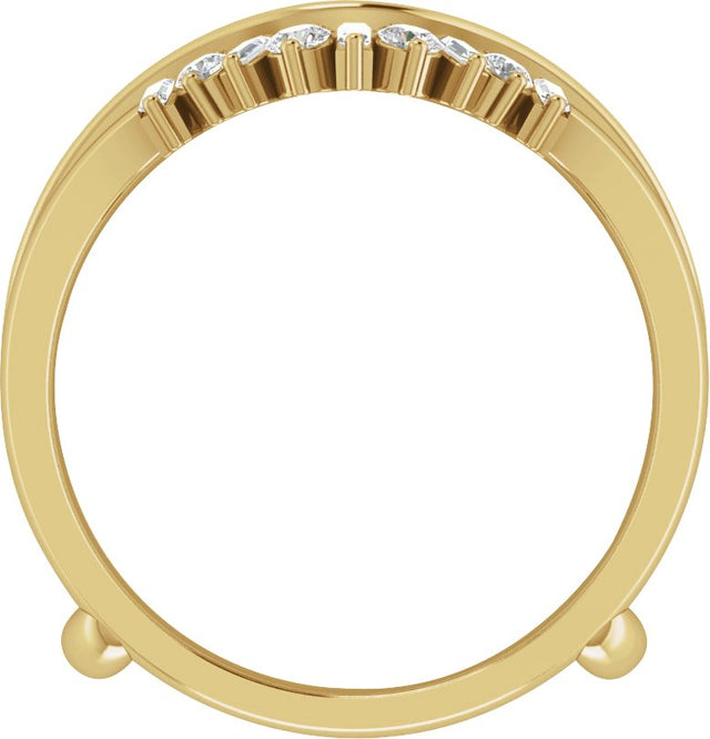 14K Gold Natural Diamond Ring Guard V - Yellow Gold - view 2
