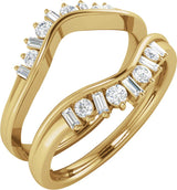 14K Gold Natural Diamond Ring Guard V - Yellow Gold