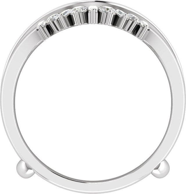 14K Gold Natural Diamond Ring Guard V - White Gold - view 2