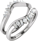 14K Gold Natural Diamond Ring Guard V - White Gold