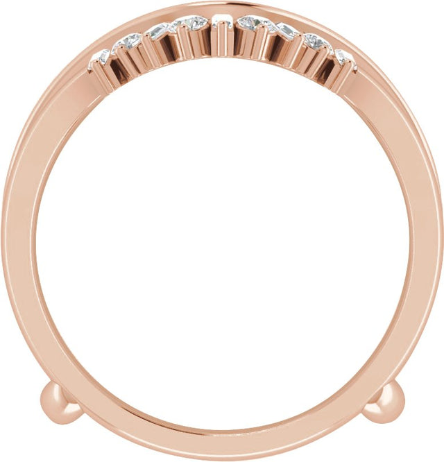 14K Gold Natural Diamond Ring Guard V - Rose Gold - view 2