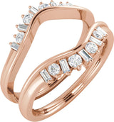 14K Gold Natural Diamond Ring Guard V - Rose Gold