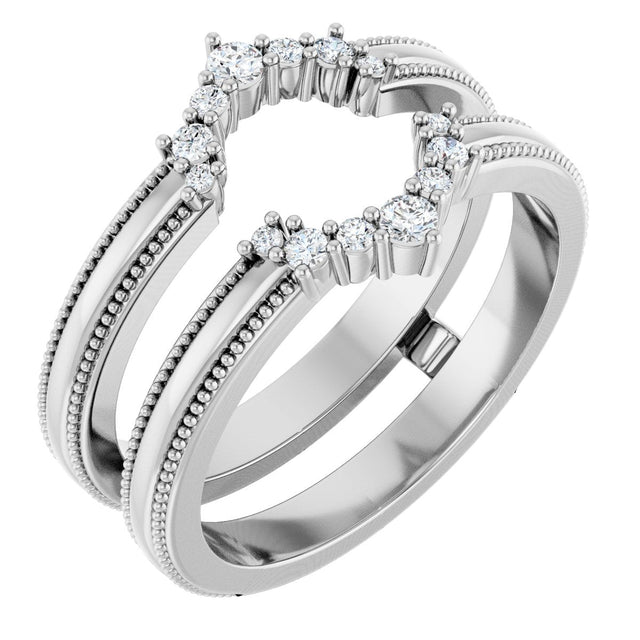 Platinum Round Natural Diamond Ring Guard VI