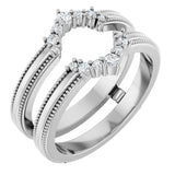 14K Gold Round Lab-Grown Diamond Ring Guard V - White Gold