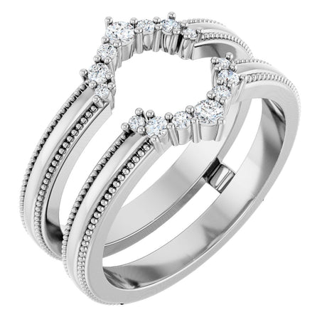 14K Gold Round Lab-Grown Diamond Ring Guard V - White Gold