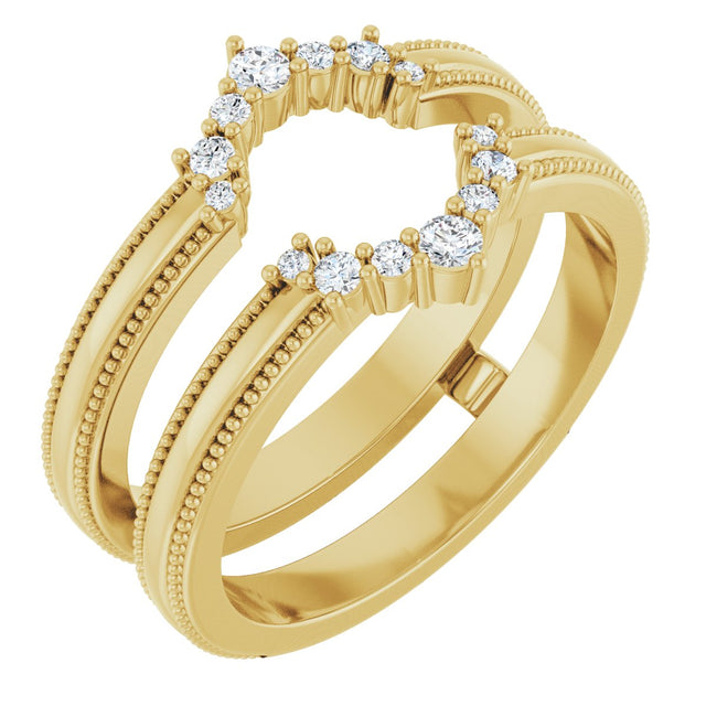 14K Gold Round Lab-Grown Diamond Ring Guard V - Yellow Gold