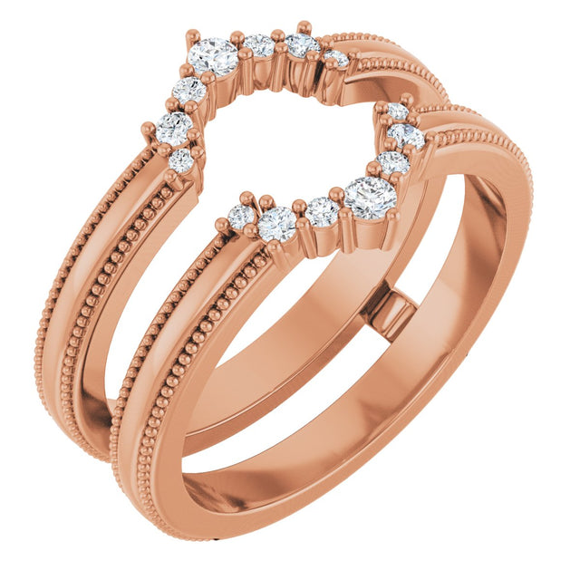 14K Gold Round Natural Diamond Ring Guard VI - Rose Gold