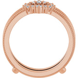 14K Gold Round Lab-Grown Diamond Ring Guard V - Rose Gold - view 2