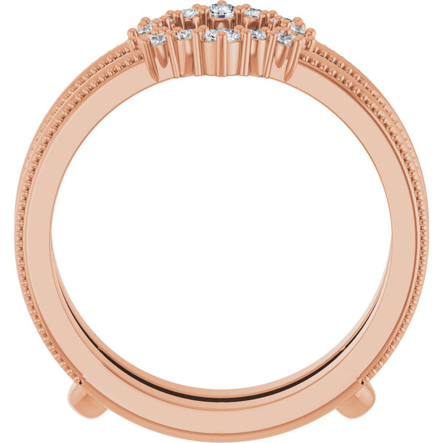 14K Gold Round Lab-Grown Diamond Ring Guard V - Rose Gold - view 2
